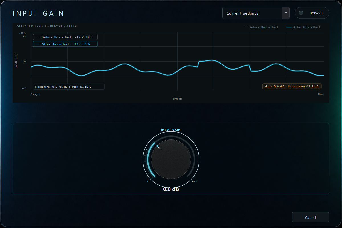 Input Gain built-in effect editor