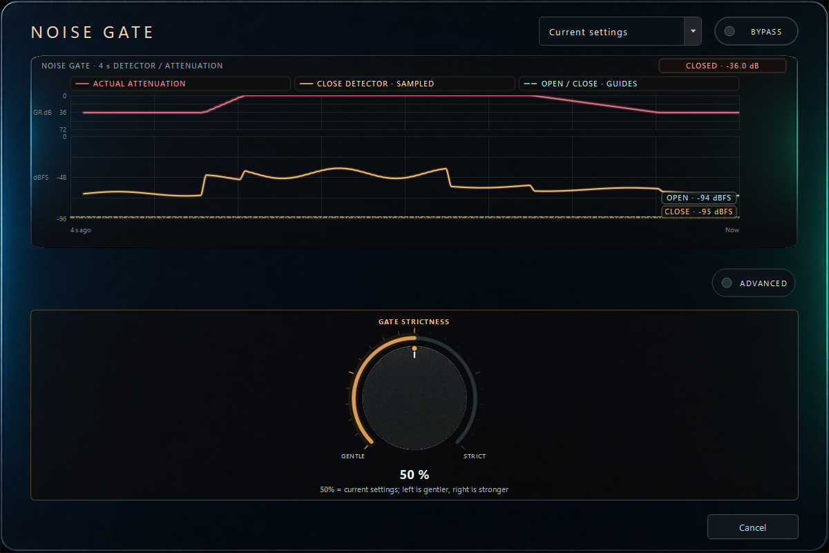 Noise Gate built-in effect editor