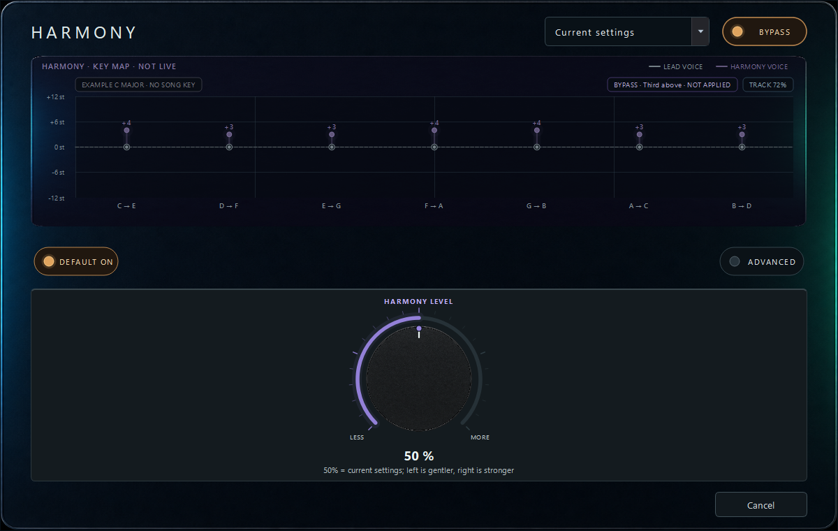 Experimental Harmony built-in effect editor