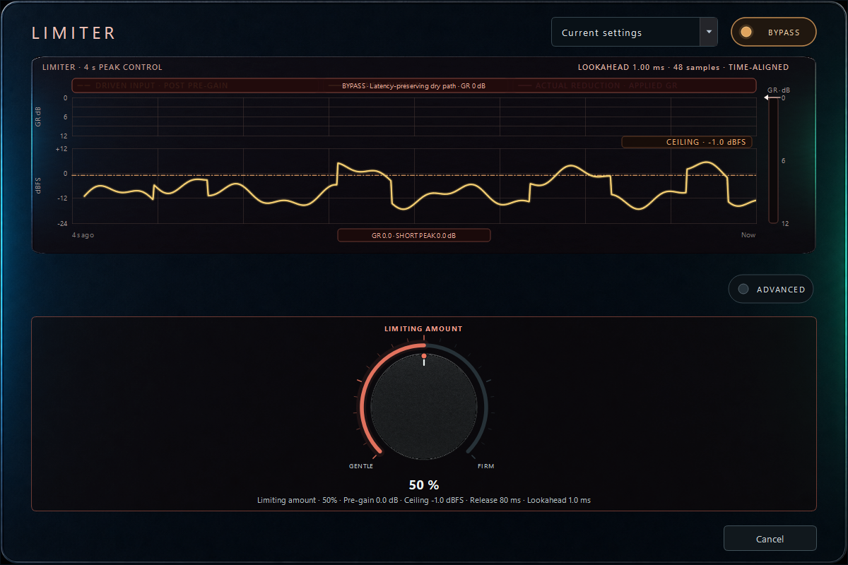 Limiter built-in effect editor