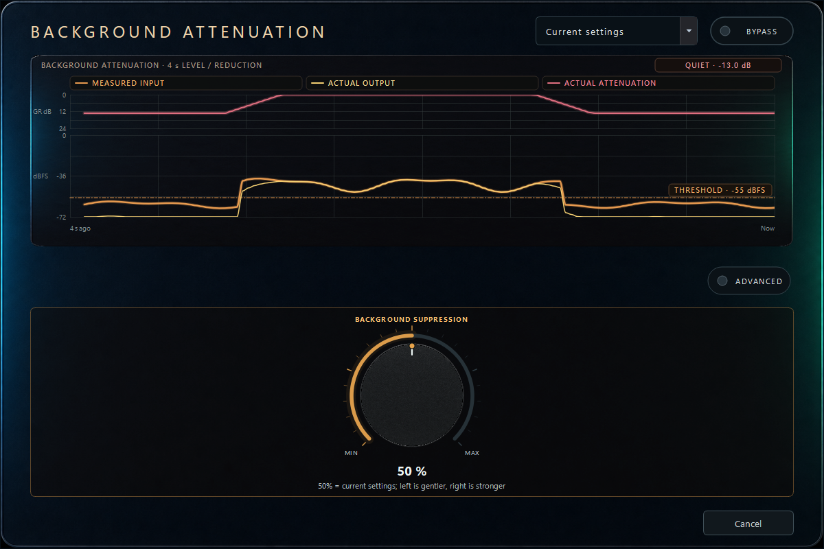 Background Attenuation built-in effect editor