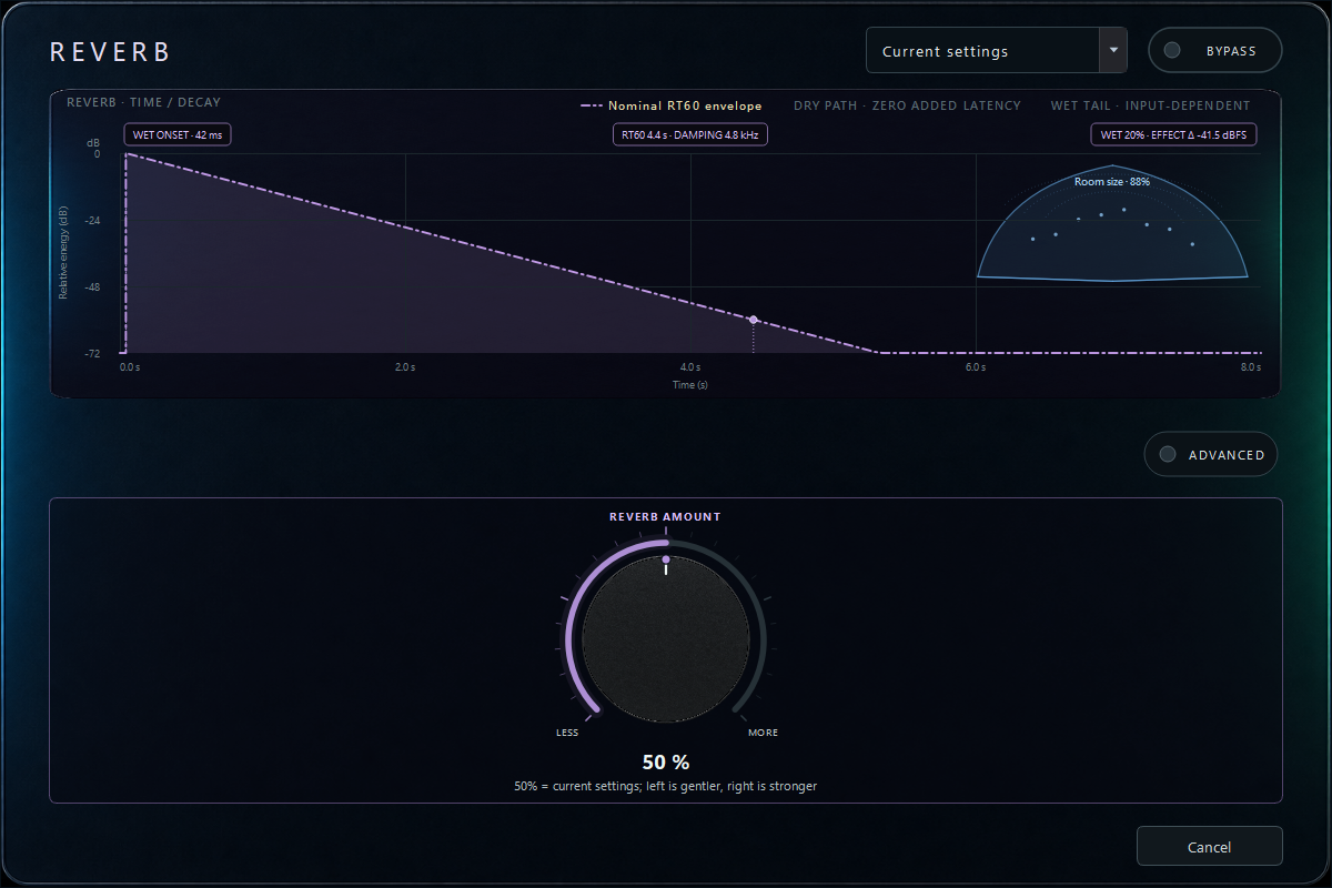 Reverb built-in effect editor