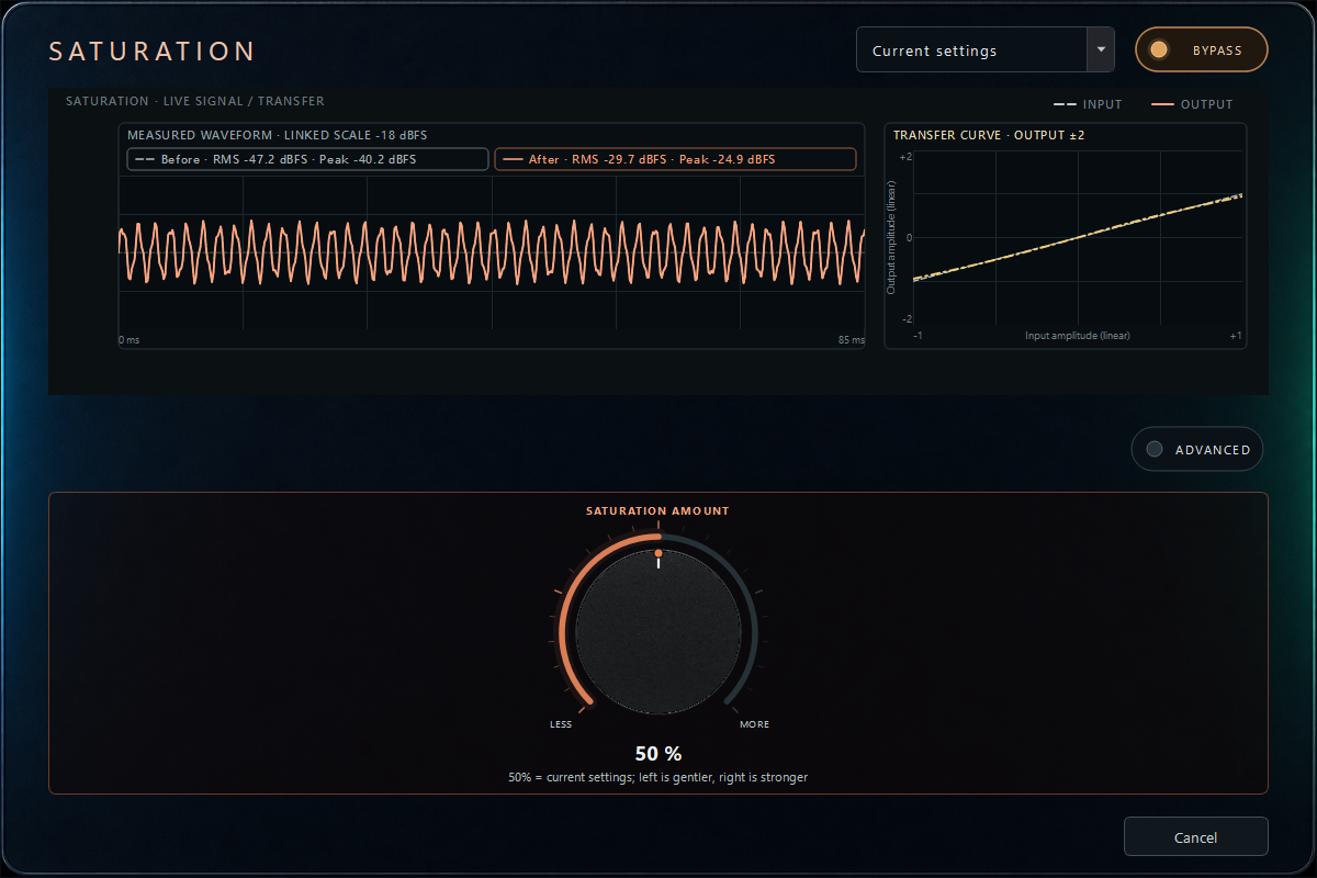 Saturation built-in effect editor