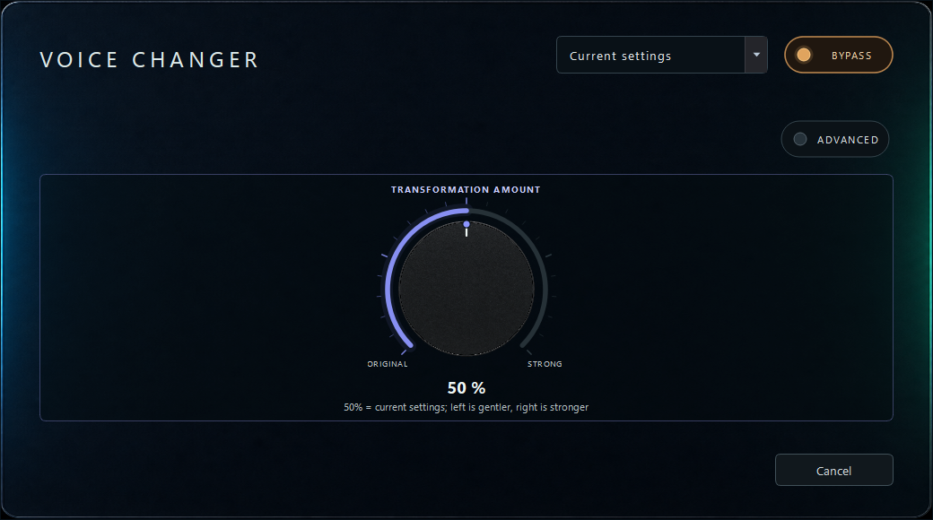 Voice Changer built-in effect editor
