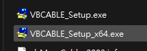 VB-CABLE 資料夾中的 VBCABLE Setup x64 安裝程式
